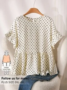 CosyJoli Plus Size Women Casual Elegant, Beige Blouse, Short Sleeve , Cute Summer Tea Party - White - View 4