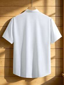 Manfinity Mode Men's Solid Color Single-Breasted Casual Versatile Daily Travel Short Sleeve Shirt, Formal - White - View 2