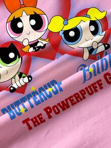 THE POWERPUFF GIRLS X SHEIN 少女百搭圆领短袖T恤 - - 白色 - 查看 7
