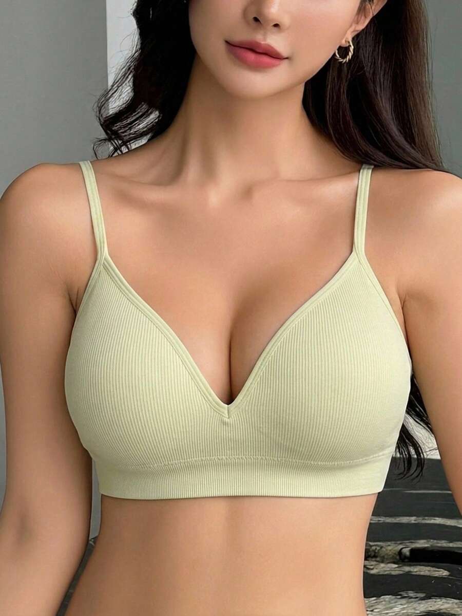 DAZY Bra Rajut Tanpa Jahitan dengan Bantalan Push-Up dan Tanpa Kawat - Hijau - View 1