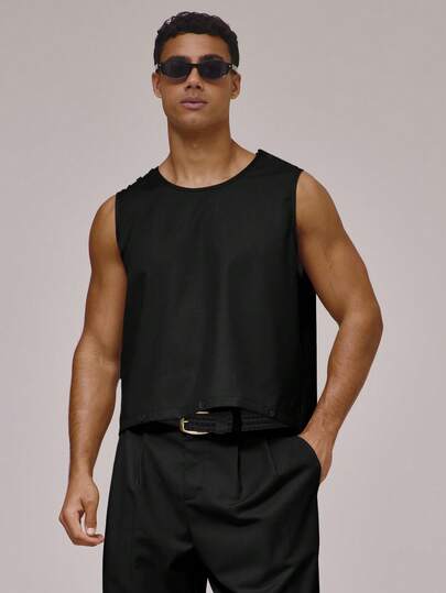 Musero Oversized Tailored Tank Top Sleeveless Boxy Shoulder Button Vests Smart Style Spring Summer Holiday