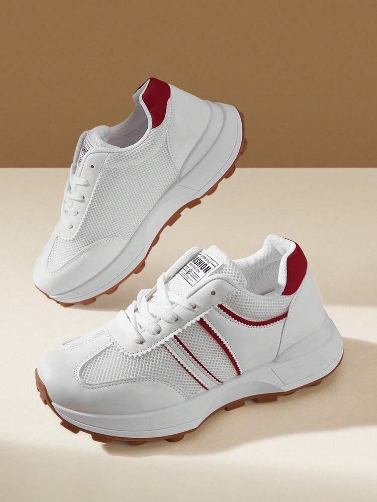 CUCCOO EASI Women's Thick-Soled Round Toe Lace-Up Casual Shoes Shoes