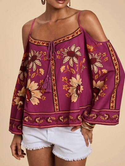 Travachic Long Sleeve Printed Elegant Vacation Shirt