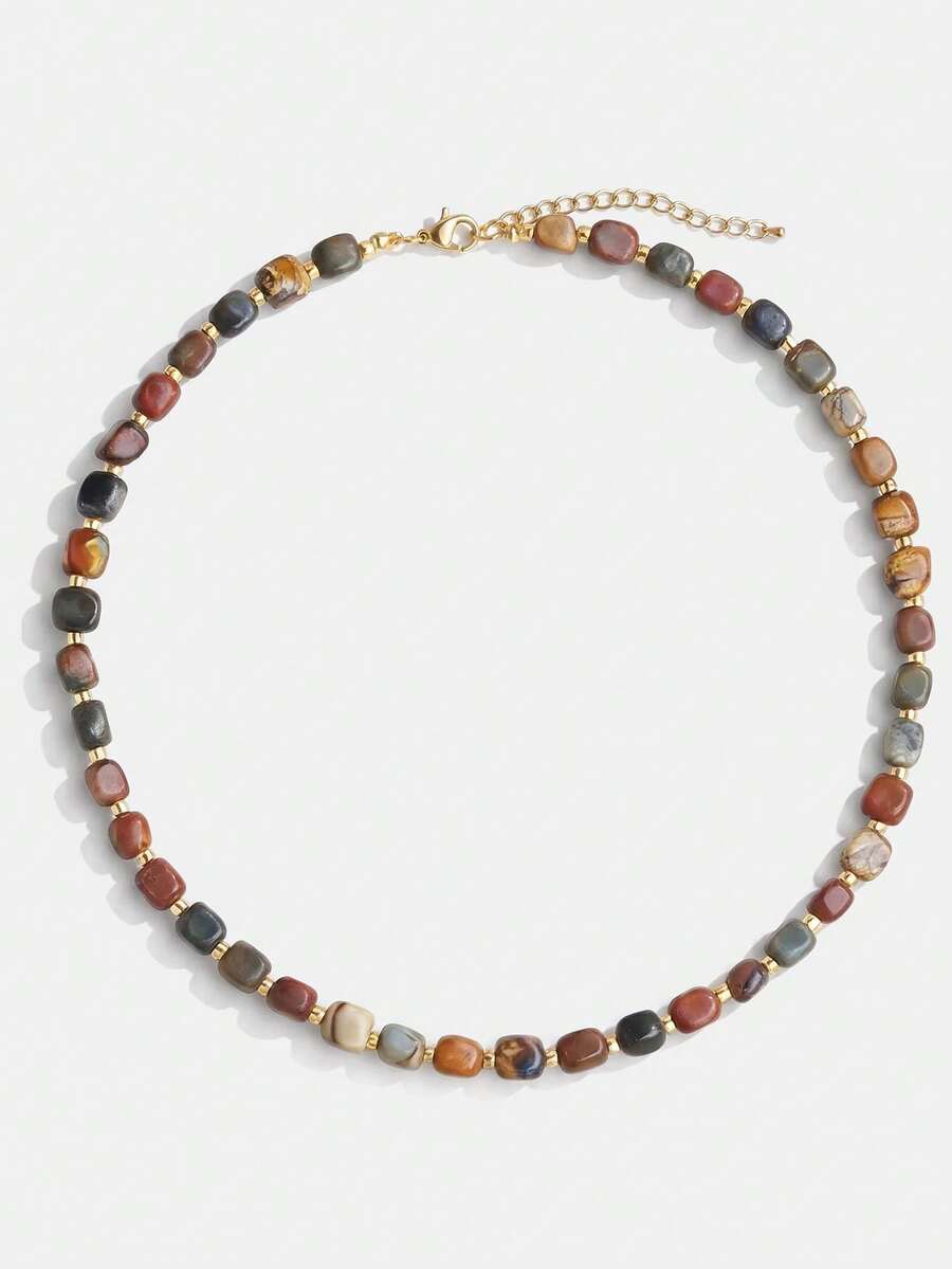 Lumivelle Picasso Jade Bead Necklace, New Design - Adjustable And Simple Birthday Gift - Picasso Jade - View 1