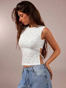 Avantive Women's Round Neck Slim Fit Versatile Daily Casual Top - White - View 6