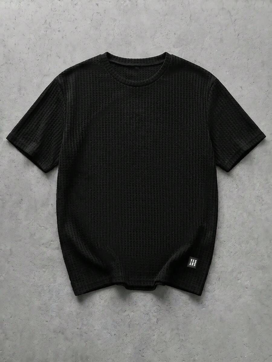 Manfinity RebelGame Men's Casual Minimalist Charm T-Shirt For Daily Commute, Vacation, Father's Day Gifts - Black - View 1