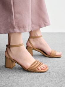 CUCCOO BIZCHIC Simple And Generous, Fashionable And Versatile, Casual Workplace Commuter Women's High-Heeled Sandals Summer - Apricot - View 5