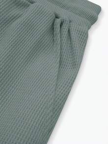 Manfinity RSRT Men's Waffle Knit Contrast Color Waist Drawstring Shorts, Holiday - Gray Blue - View 5