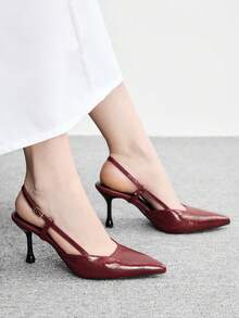 CUCCOO BIZCHIC 優雅簡約大方 時尚百搭 休閒職場通勤女款後空高跟鞋 - 紅木色 - 查看 6
