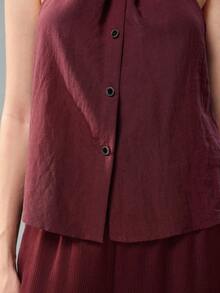 MOTF PREMIUM TENCEL LYOCELL KNOT DETAIL SLEEVELESS HALTER NECK WOMEN'S TOP - Coffee Brown - View 7