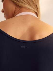 Aralina Women Contrast 2 In 1 Wrap Front V Neck Halter Detail Long Sleeve Slim Fit Casual Going Out Gym Workout Summer Fall Top - Navy Blue - View 5