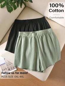 CosyJoli 大尺碼女款休閒短褲2件組，夏季女款短褲 - 彩色 - 查看 2