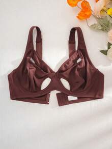 AltCore Lencería de talla grande con diseño de patchwork calado, cómoda, con aros y Bottom fina - Color caoba - Ver 5