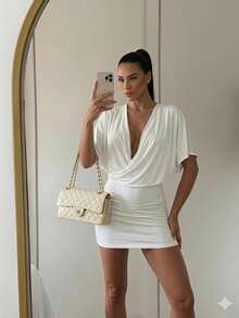 Firerie Women's Elegant Sexy Wedding Cocktail Backless Short Dress, Chain Bead Mini Dress, Bar Party Day Night White Summer - White - View 3