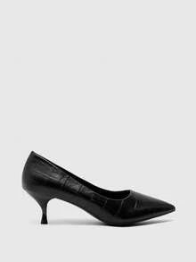 CUCCOO BIZCHIC Zapatos de tacón alto versátiles con punta puntiaguda para mujer, para uso diario, para Navidad y primavera - Negro. - Ver 2