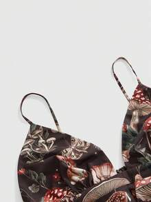 ROMWE Hippie Plus Size Women's Mori Style All-Over Print Deer And Mushroom Pattern Dress - Black - View 3