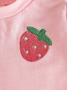 SHEIN Newborn Baby Girl Pink Fashion Set Short Sleeve Top With 3D Bow Decor Pants Cute Outfit For 0-9 M Babies - Pink - View 8