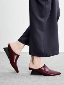 CUCCOO BIZCHIC Women Shoes Fashion Versatile Commuter Pointed Wedge Heel Shoes - Burgundy - View 3