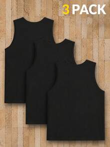 Manfinity RebelGame Men's Casual Versatile Solid Color Tank Top - Black - View 5