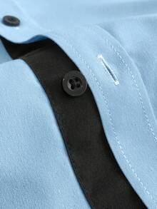 Manfinity Mode Men's Short Sleeve Single-Breasted Casual Commuter Shirt, Formal - Baby Blue - View 4