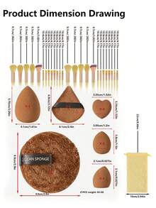 46 piezas Herramientas de maquillaje profesional, Herramientas de maquillaje para principiantes, Herramientas de belleza, Limpieza facial y esponja de polvo de maquillaje - Marrón - Ver 7