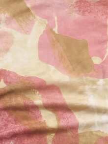 L'Amorae Women's Floral Print Pleated Fitted Mermaid Hem Round Neck Dress - Pink - View 4