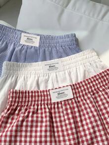 SHEIN EZwear 多色休閒大尺碼女款字母印花牛仔寬鬆短褲 - 彩色 - 查看 3