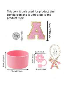 A-C 4-One Piece Cup Accessory Set, Excluding Cups And Straws (30- 40 Ounces)-Accessory Set Includes: 1 Straw Top, 1 Letter Amulet, 1 Silicone Cup Protective Base, And 1 Cup Letter Sticker, Perfect As A Daily Or Holiday Surprise Gift. - Baby Pink - View 3