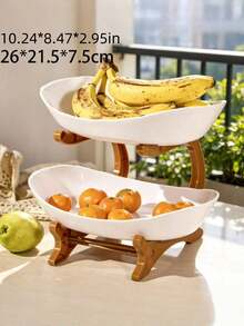 Double-Layer Fruit Basket - Kitchen Fruit And Vegetable Storage Rack, Home Decoration, Kitchen Countertop Fruit Basket, Large Capacity Multi-Layer Fruit Basket, European-Style Nut Dish, Home Snack Tray, Candy Dish - Multicolor - View 7