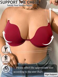 DesireSculpt Plus Size Solid Color Halter Backless Sexy Bra, Suitable For Daily Wear - Burgundy - View 3