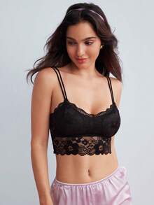 Elorette Floral Lace Bralet - Black - View 5