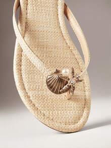 SHUZIA Women Flat Sandals Flip-Flops - Beige - View 7