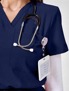 TaskEZ Short Sleeve Top And Long Pants Scrub Uniform Set - Royal Blue - View 3