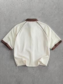 GENTILAND Camisa de manga corta casual y versátil para uso diario con bloques de color y rayas para hombres, vacaciones, regalos del Día del Padre - Multicolor - Ver 3