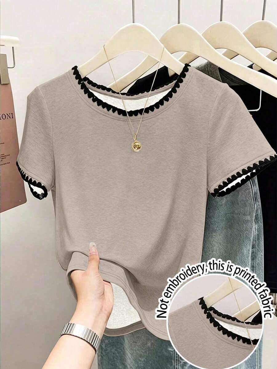 Women's Casual Round Neck Daily Commute Short Sleeve T-Shirt - Multicolor - View 1