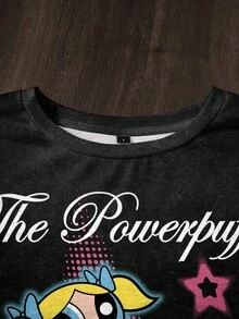 THE POWERPUFF GIRLS X SHEIN 女士圆领短袖休闲T恤 - - 白色 - 查看 6