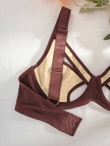 AltCore Lencería de talla grande con diseño de patchwork calado, cómoda, con aros y Bottom fina - Color caoba - Ver 6