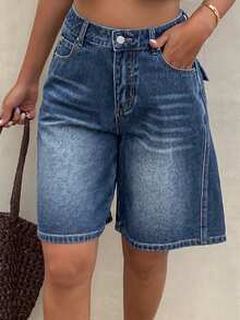 DAZY Women's Distressed Denim Capri Shorts, Casual Sexy Street Style Summer Shorts Y2k Swimming Pastel School Vacation - Blue - View 5