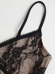 Sweetra Damen Frühling/Herbst Ausgeh-Tops, elegantes süßes sexy elegantes Urlaubs-Stil Spitzen-Design Cami Tank Top - Schwarz - Übersicht 3