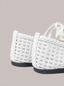 Styleloop Ladies Woven White Flat Shoes, Holiday Atmosphere, Summer Wear, A Must For Travel - White - View 5