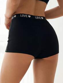 Love Contrast Color High-Waisted Women Boxer Shorts (Set Of 5) Sports - Multicolor - View 2