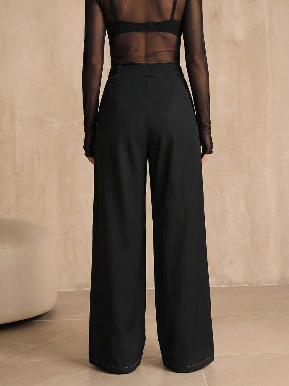 Anewsta Women's Elegant Vacation, Valentine's Day, Women's Day, Mother's Day, Birthday, Dinner Date Retro Denim Effect Long Pants, Wide Leg Summer Pants Pleated Wide Leg Pants, Retro Fashion Wide Leg Denim Effect Long Pants