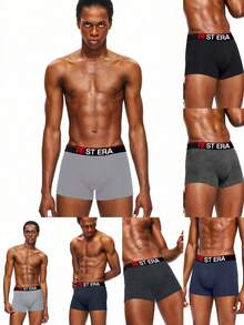 EasyFave 7pcs/Pack Men's Letter Printed Boxer Briefs Boxer Shorts Multipack Rest Era Underwear - Multicolor - View 6
