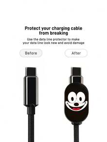SHEIN Felix The Cat 3 Pcs Data Line Protectors, Suitable For IPhone Chargers, Charger Protectors (Excluding Data Lines) - Black - View 4
