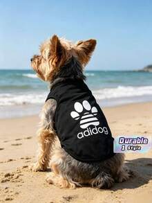 一件 Adidog 图案印花防跳蚤、防皮屑、保暖、透气运动背心，适合室内外使用，适用于猫狗。 - 彩色 - 查看 1