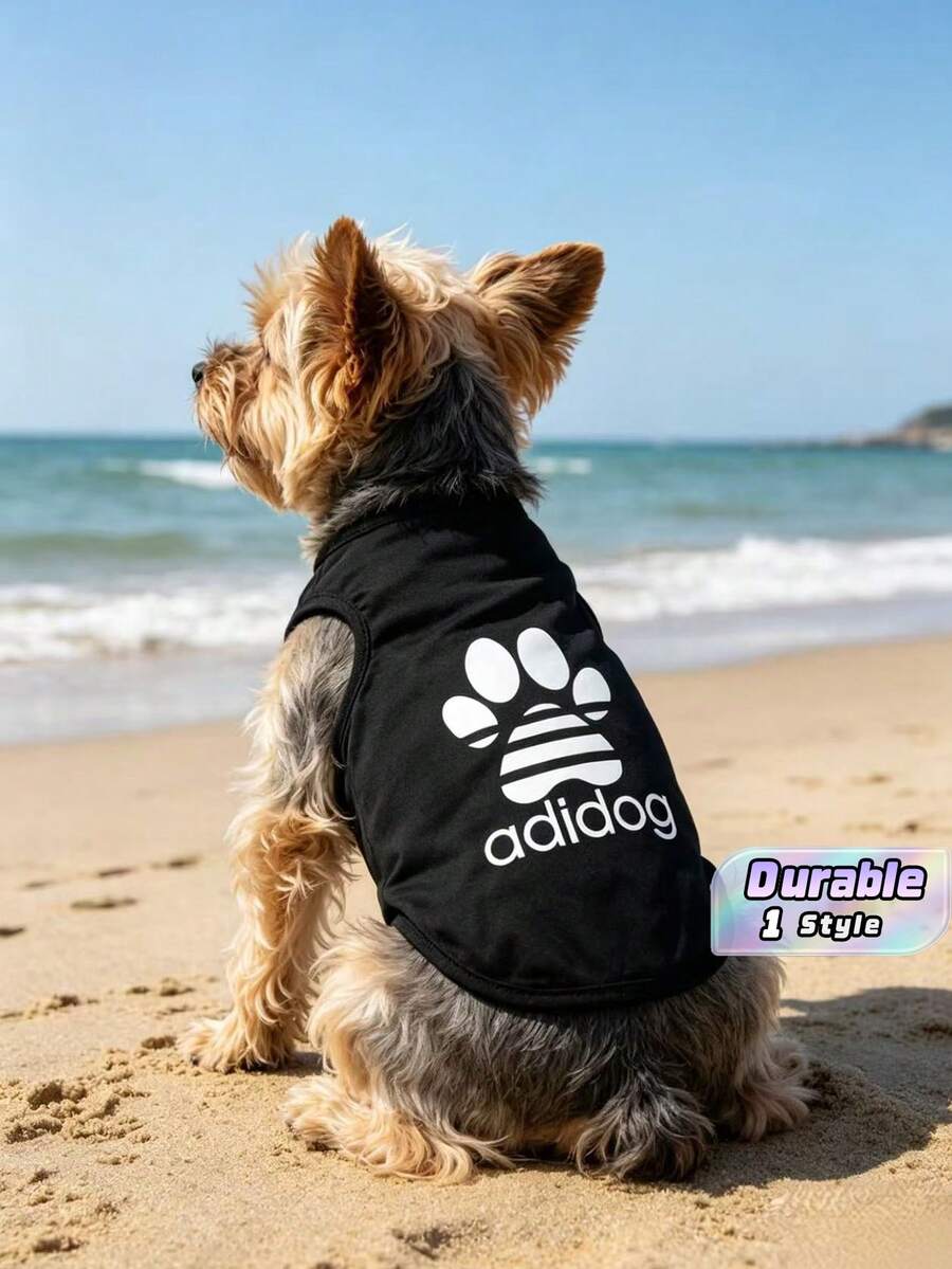 一件 Adidog 图案印花防跳蚤、防皮屑、保暖、透气运动背心,适合室内外使用,适用于猫狗。 - 彩色 - 查看 1