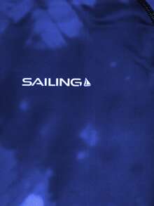 ZELFYO Men's Tie-Dye Pattern Raglan Sleeve Short Sleeve Crew Neck Swim Shirt Sun Protection - Royal Blue - View 7