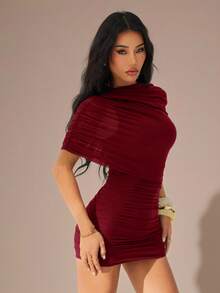SHEIN PETITE 春夏季女裝：休閒約會外出、夜店/俱樂部派對穿搭 - 酒紅色 - 查看 5