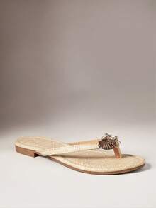 SHUZIA Women Flat Sandals Flip-Flops - Beige - View 6