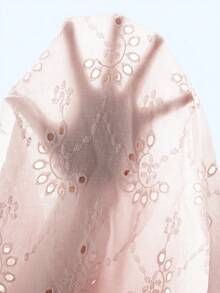 Elorette Pink And White Frill Trim Embroidered Lace-Up Flounce Bohemian Cute Romantic Pastoral Women's Nightgown Wedding Summer - Pink - View 8